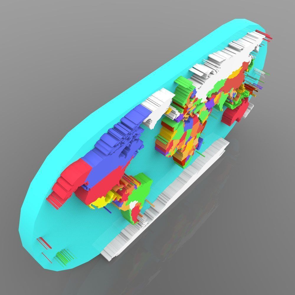 World Map in 3ds and obj format 3D model_4