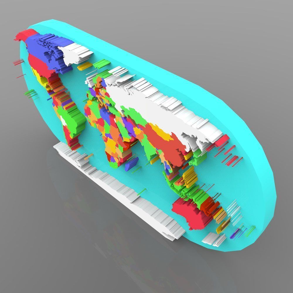 World Map in 3ds and obj format 3D model_3