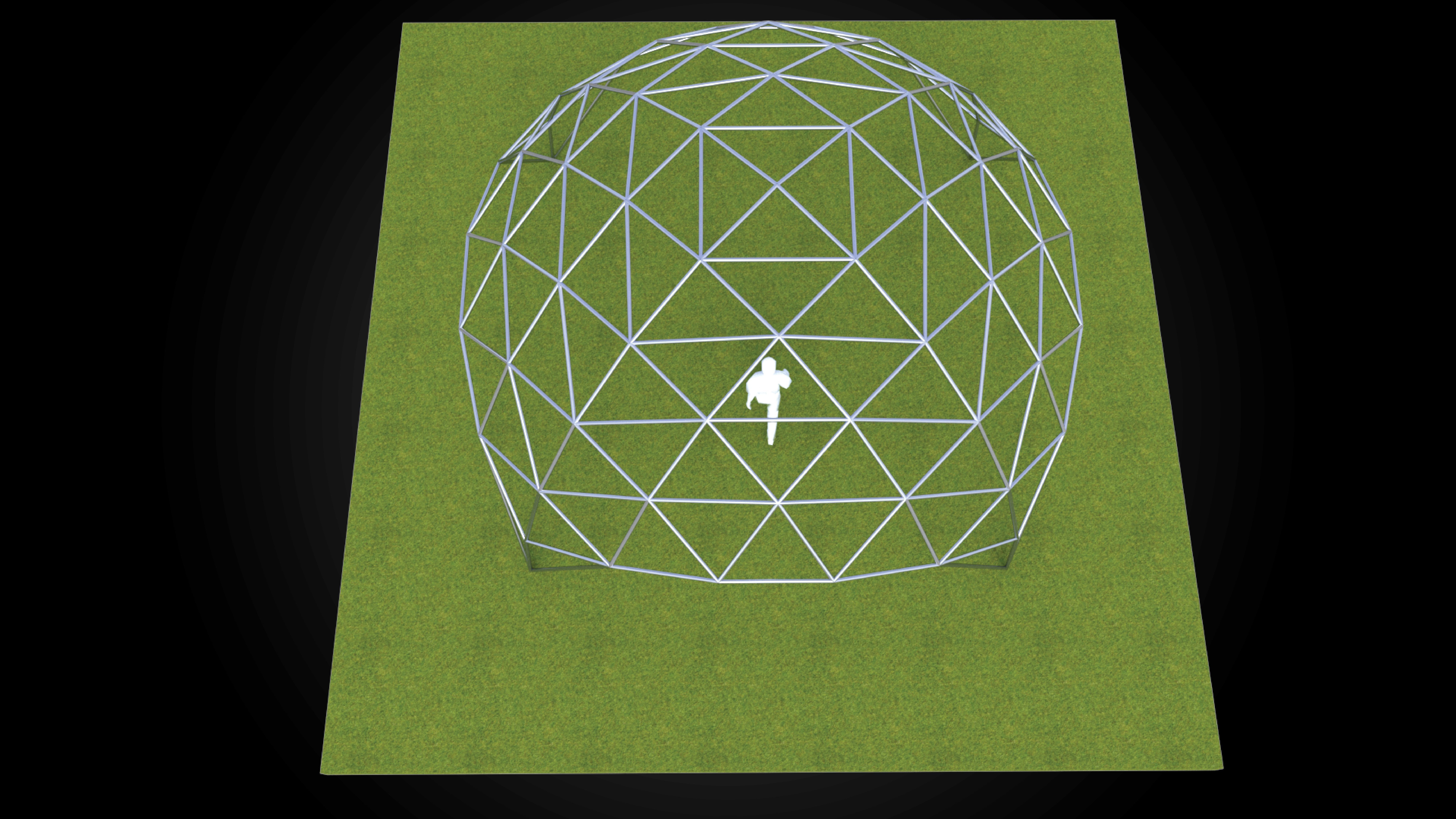 Dome triangulated with openings wireframe structure architecture 3D model_2