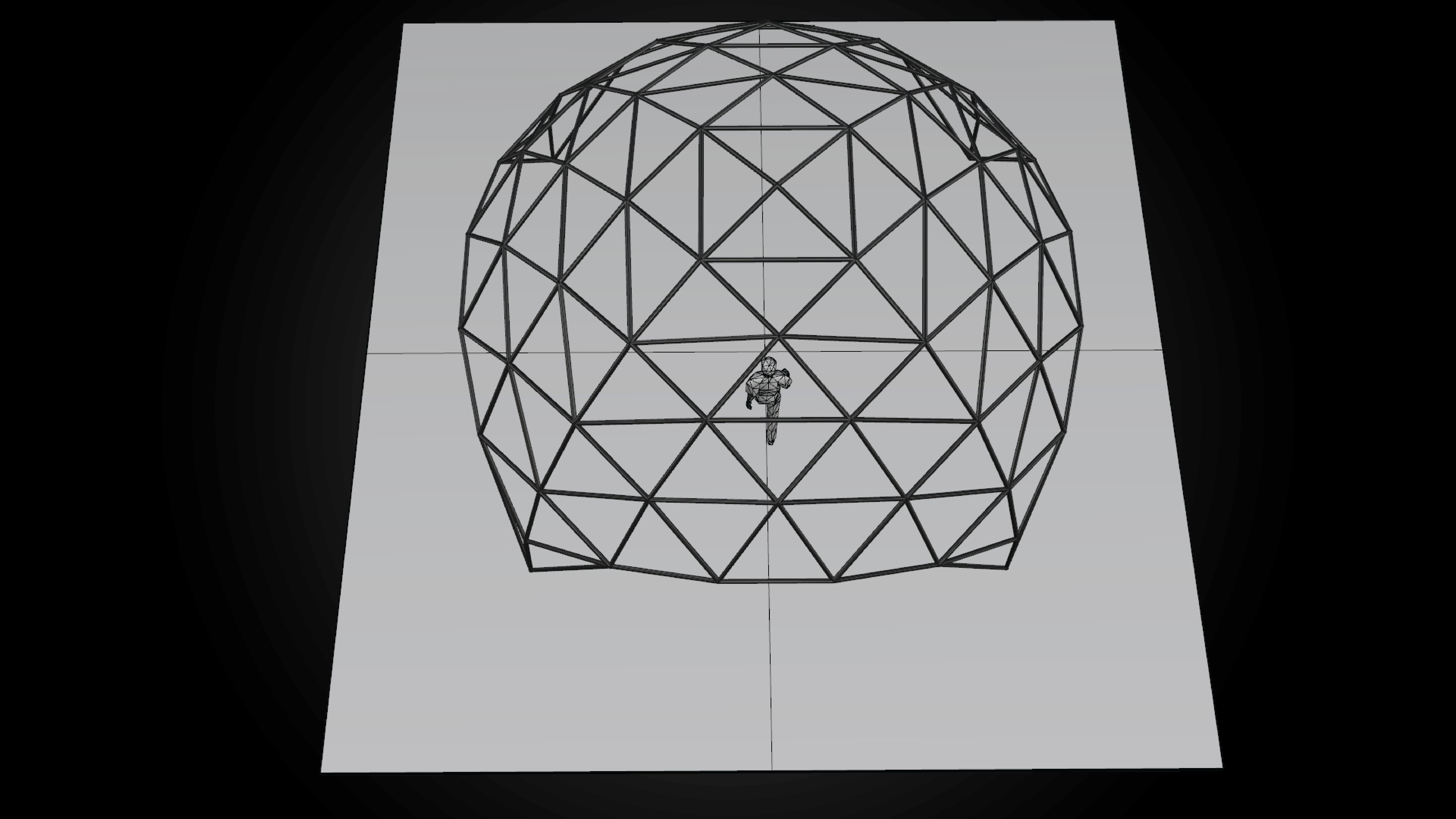 Dome triangulated with openings wireframe structure architecture 3D model_9