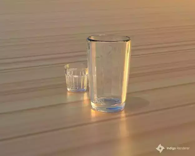 Faceted glass  and wine glass