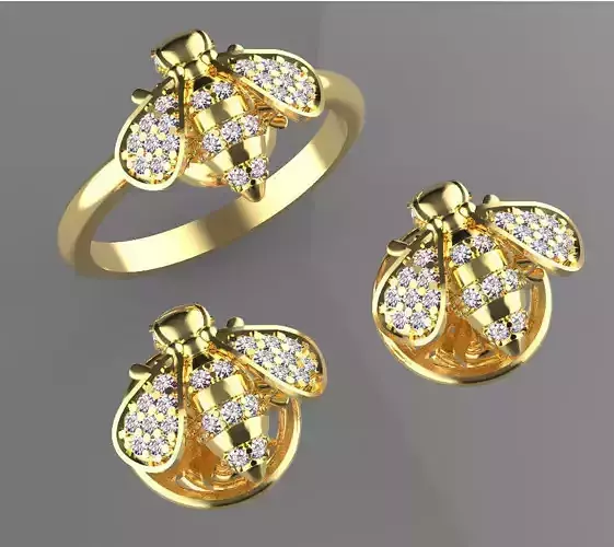ring earrings bee 3D print model