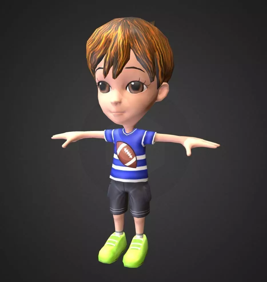 Cute Boy  Low-poly 3D model_0