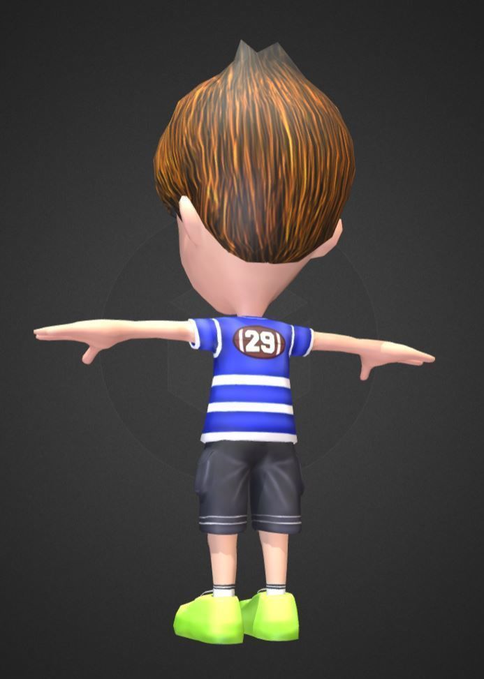 Cute Boy  Low-poly 3D model_2