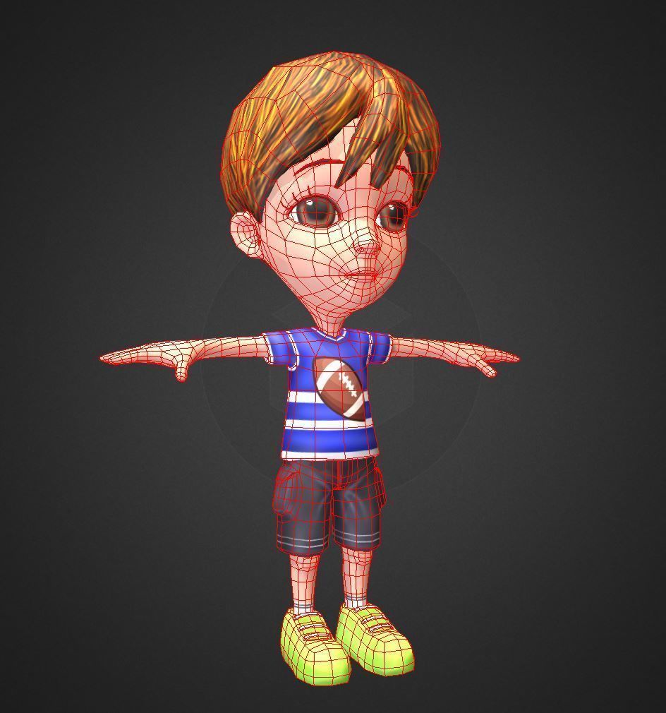 Cute Boy  Low-poly 3D model_3