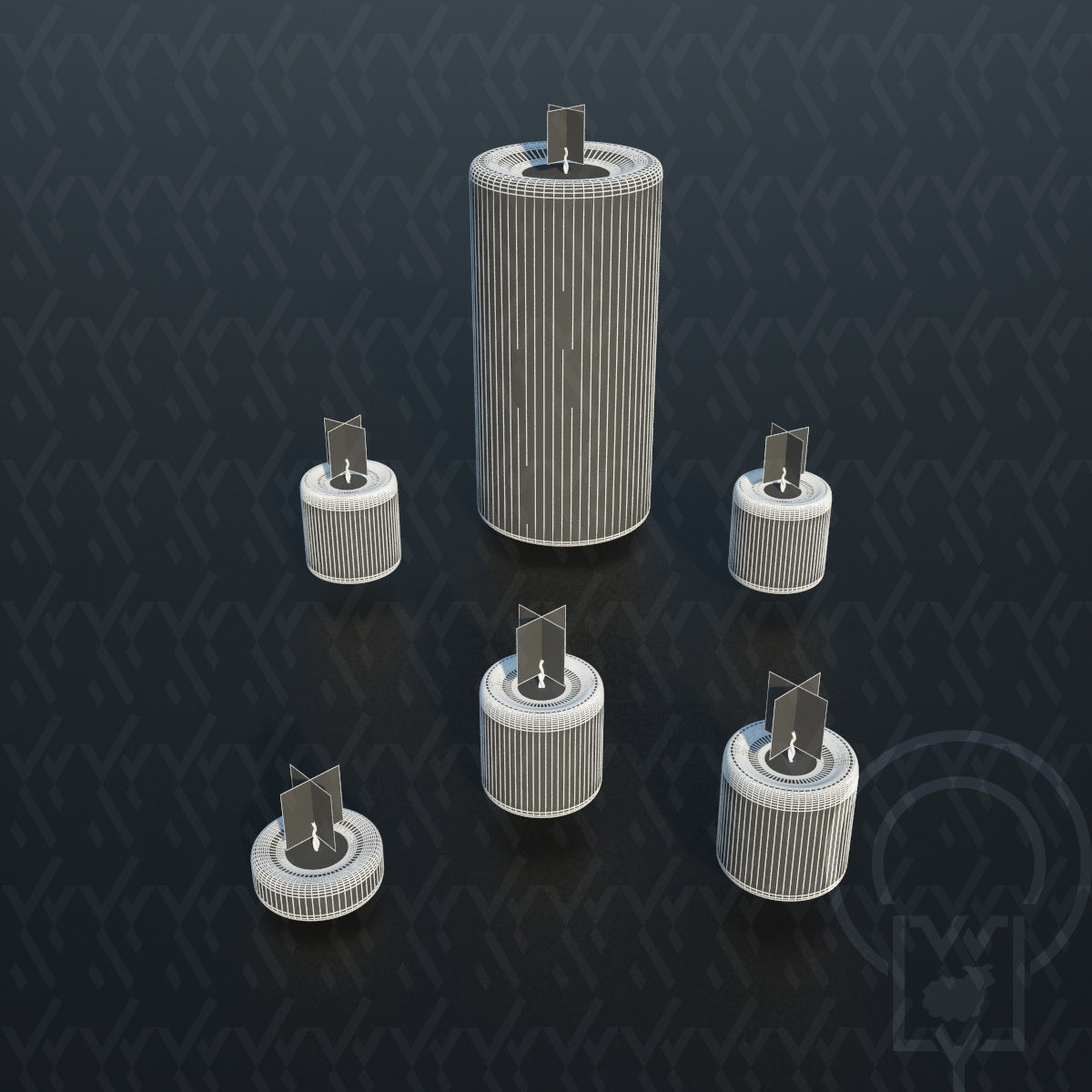 Glass candle holders Low-poly 3D model_13