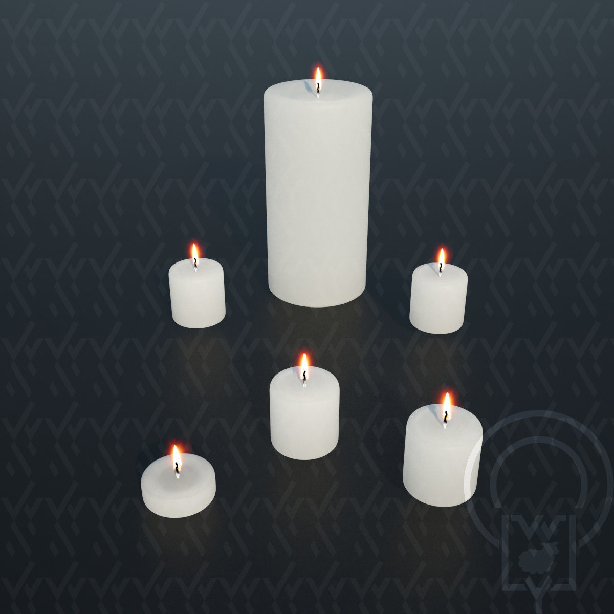 Glass candle holders Low-poly 3D model_12
