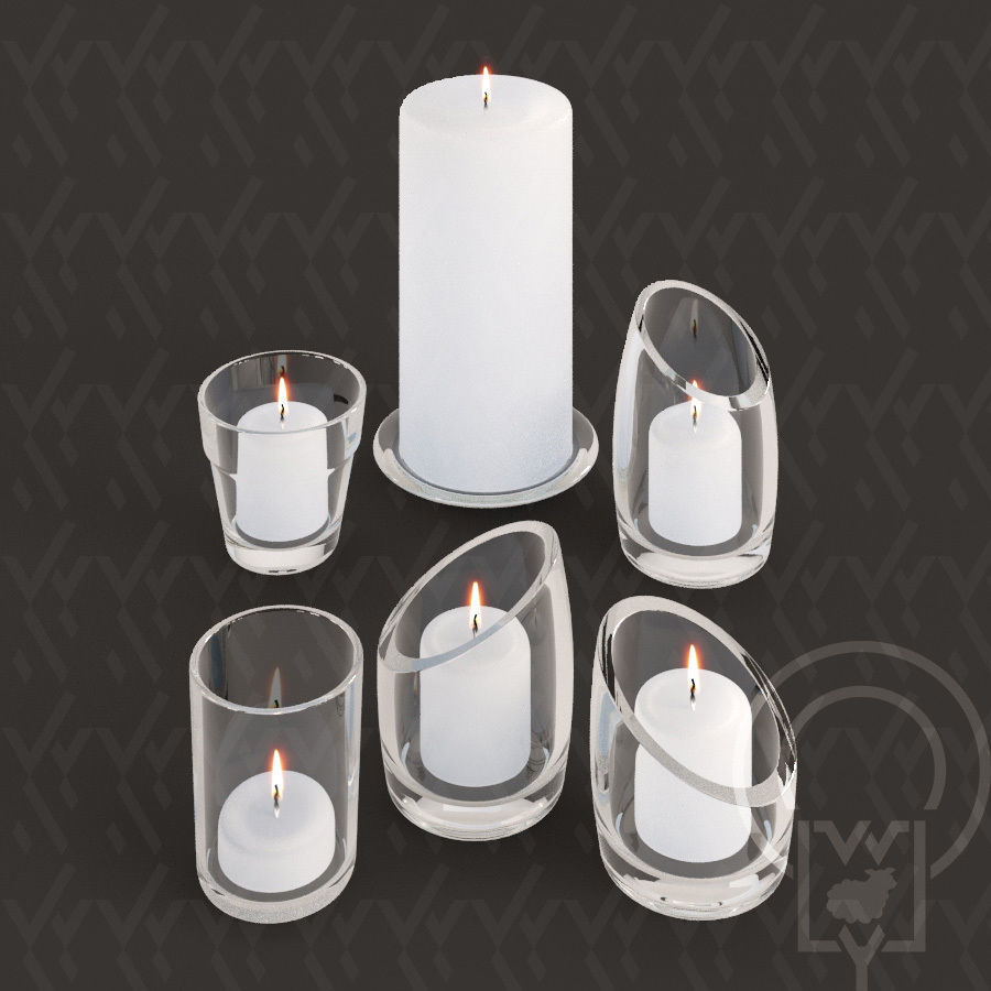 Glass candle holders Low-poly 3D model_1