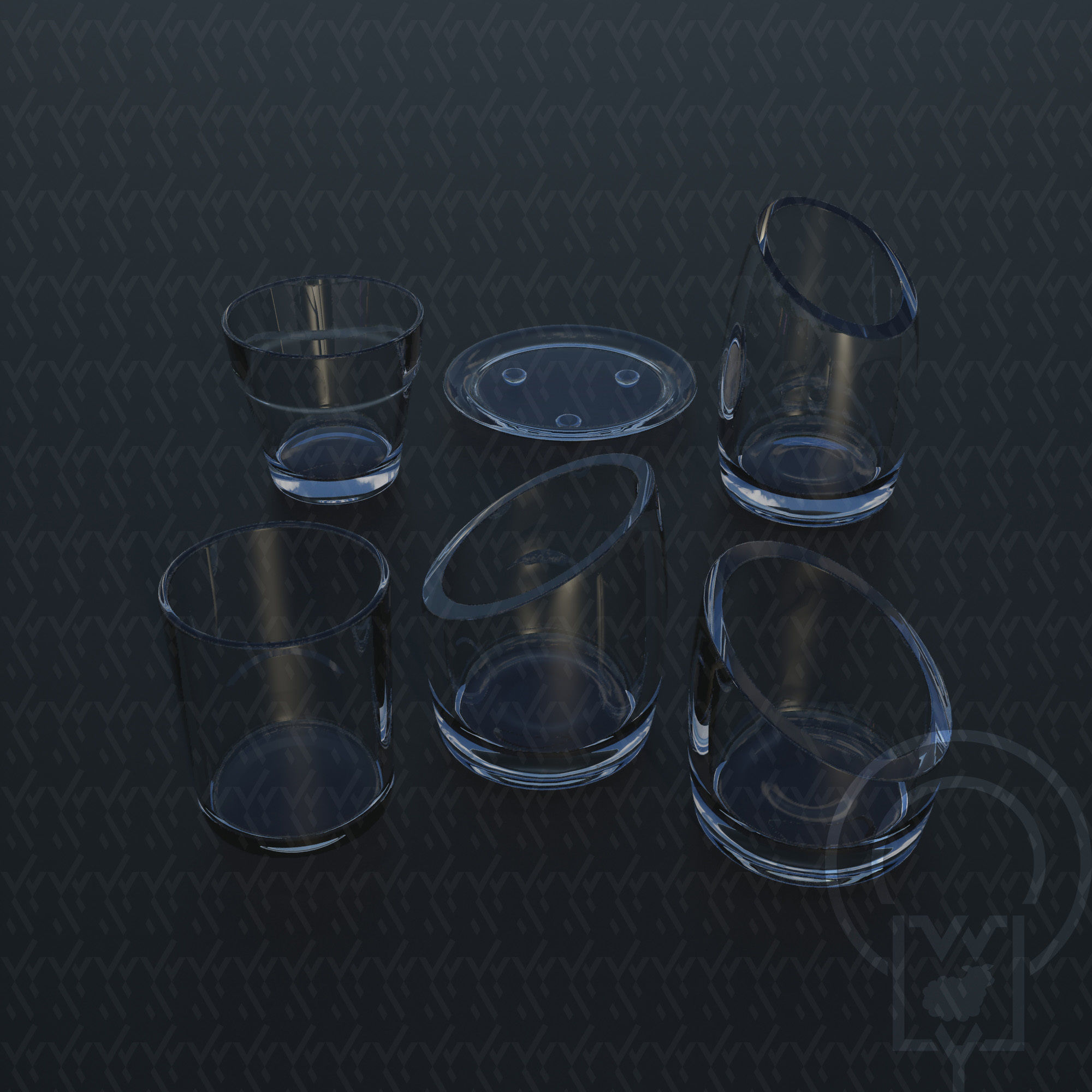 Glass candle holders Low-poly 3D model_8