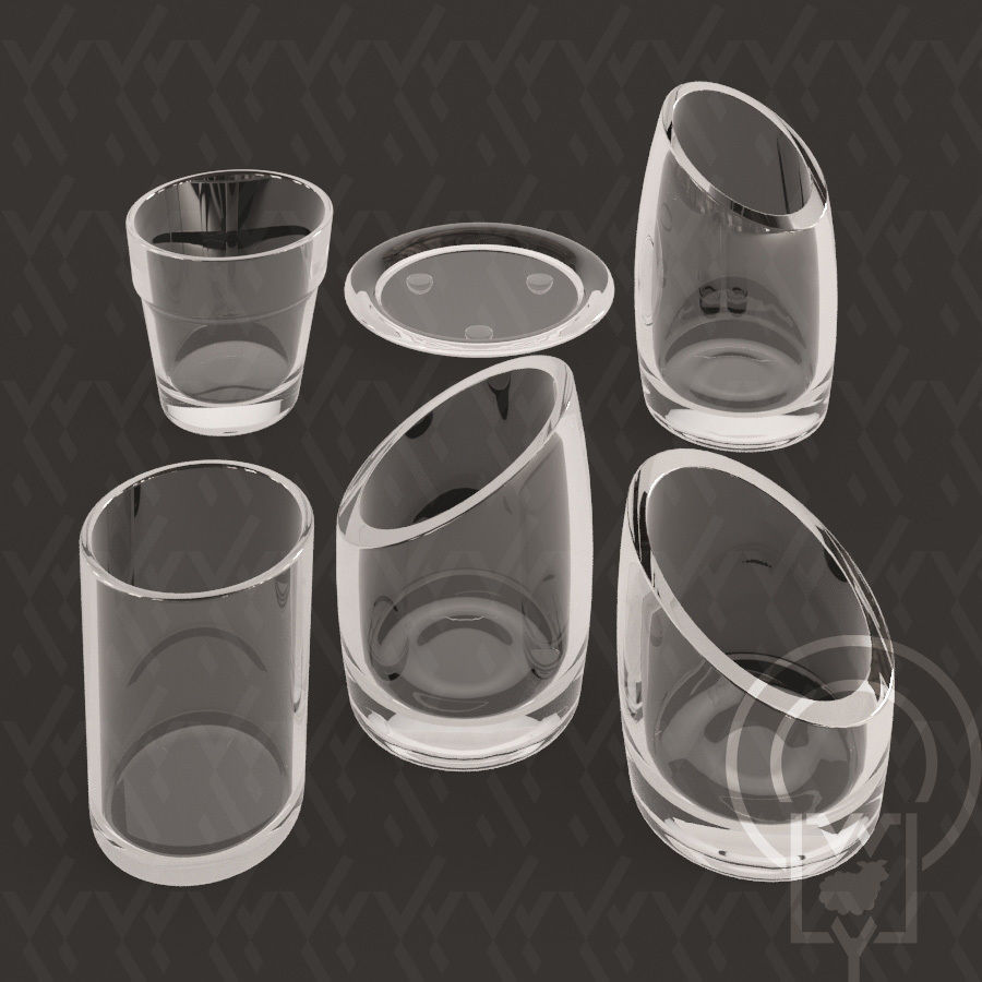 Glass candle holders Low-poly 3D model_2