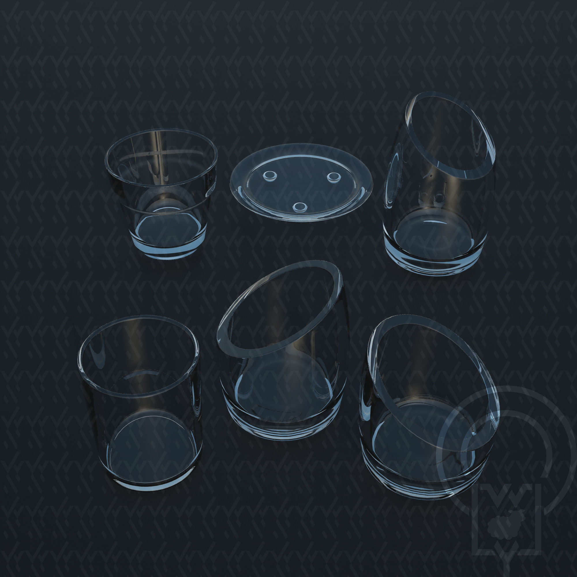 Glass candle holders Low-poly 3D model_10