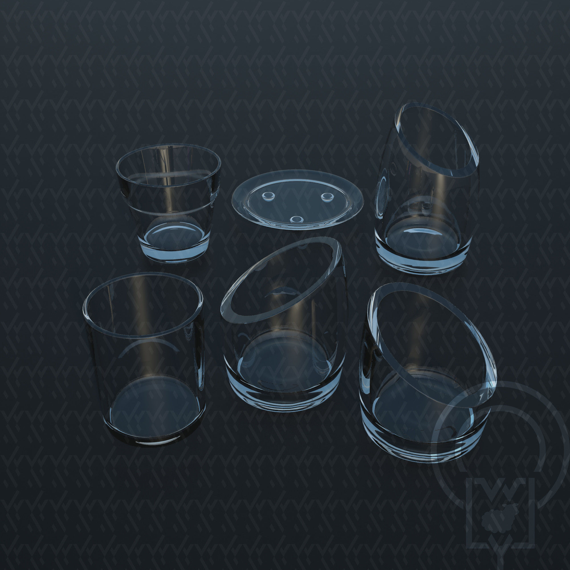 Glass candle holders Low-poly 3D model_9