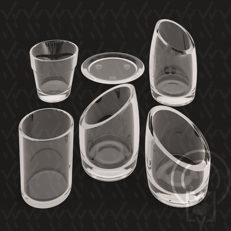 Glass candle holders Low-poly 3D model_3