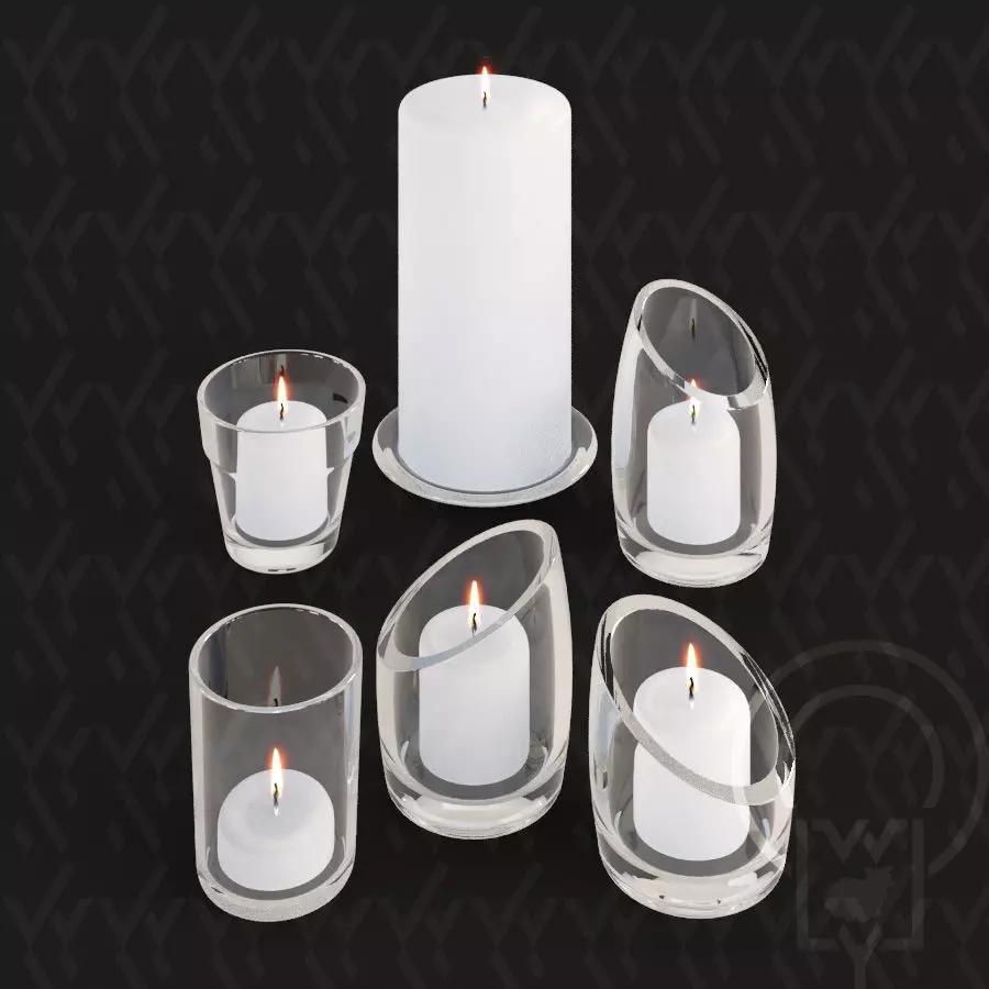 Glass candle holders Low-poly 3D model_0