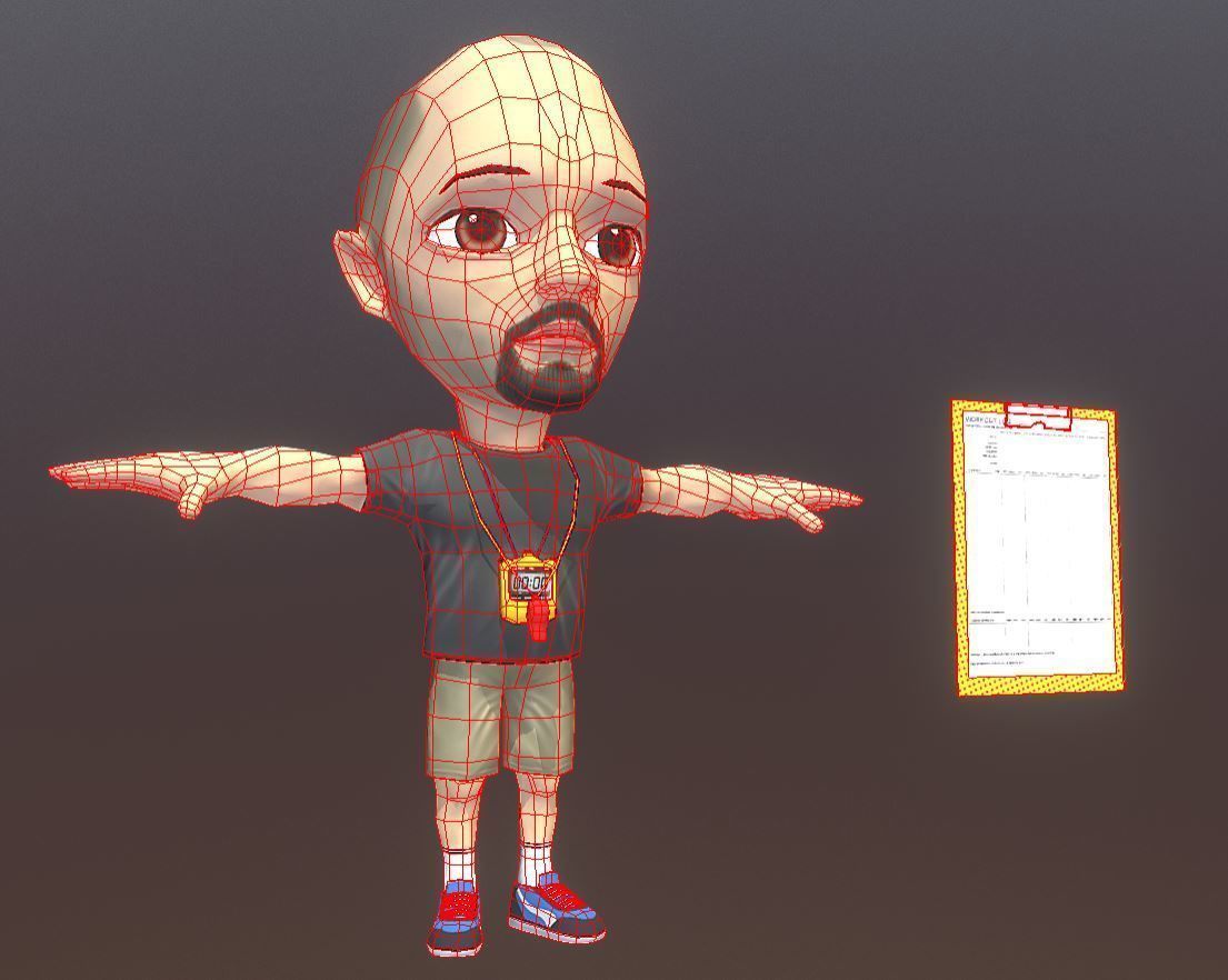 Coach man Low-poly 3D model_3