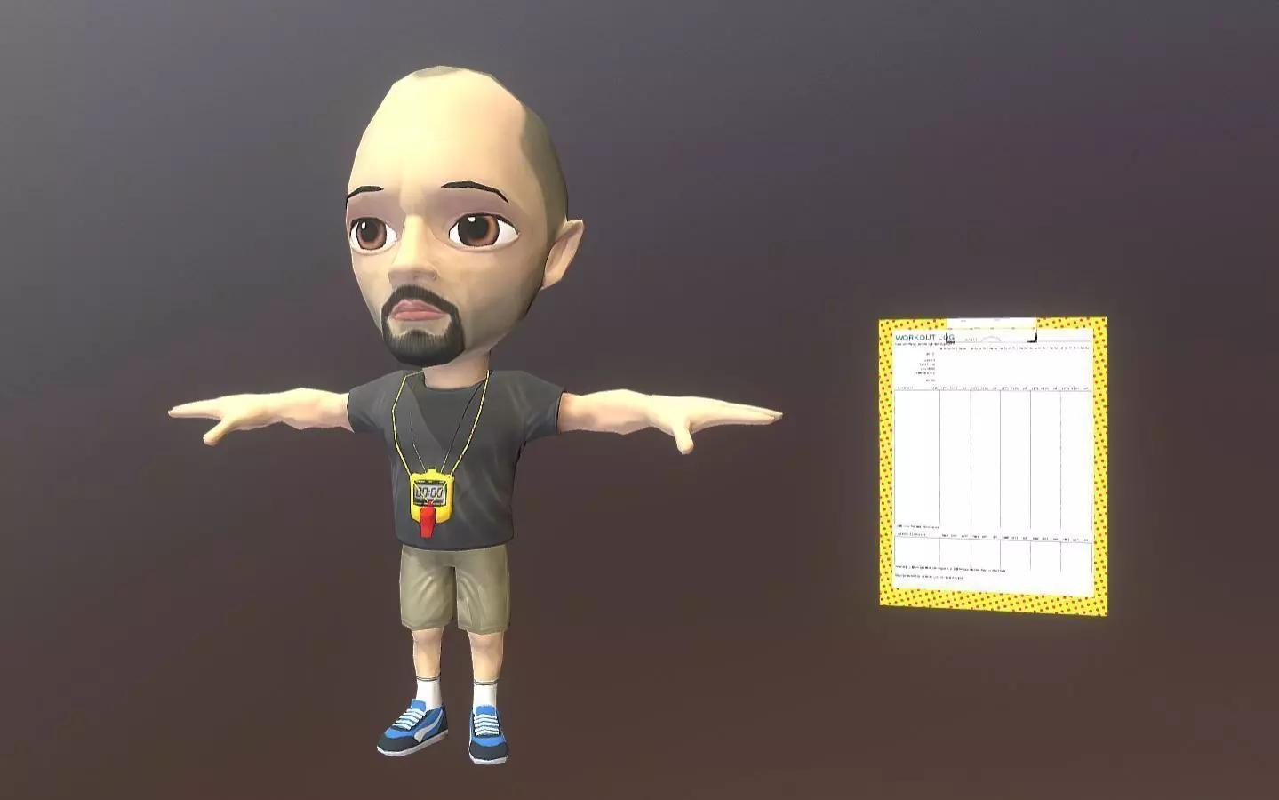 Coach man Low-poly 3D model_0