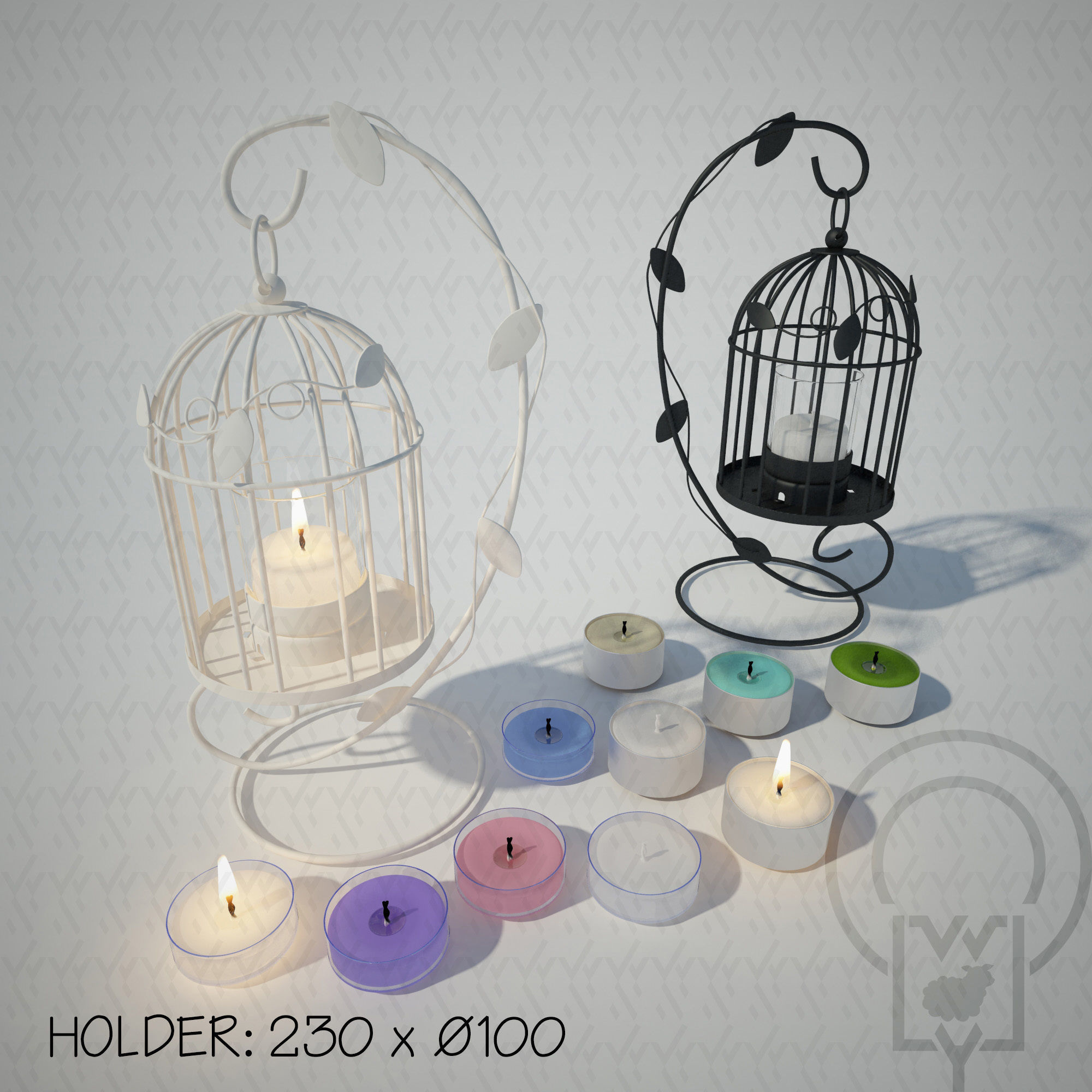 Tealight Lantern Stand Classic Birdcage 3D model_1