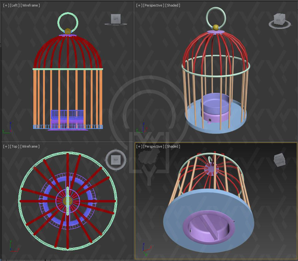 Tealight Lantern Stand Classic Birdcage 3D model_13