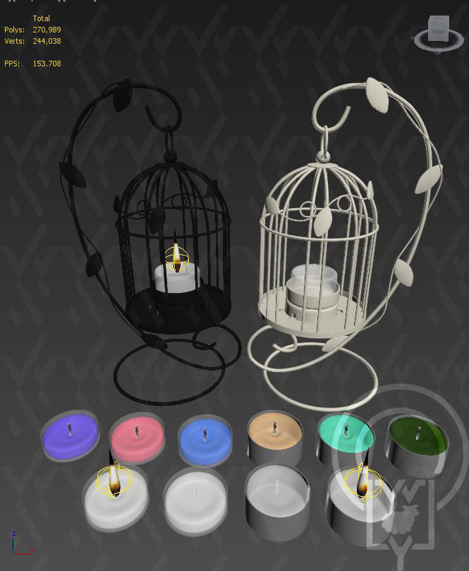 Tealight Lantern Stand Classic Birdcage 3D model_5