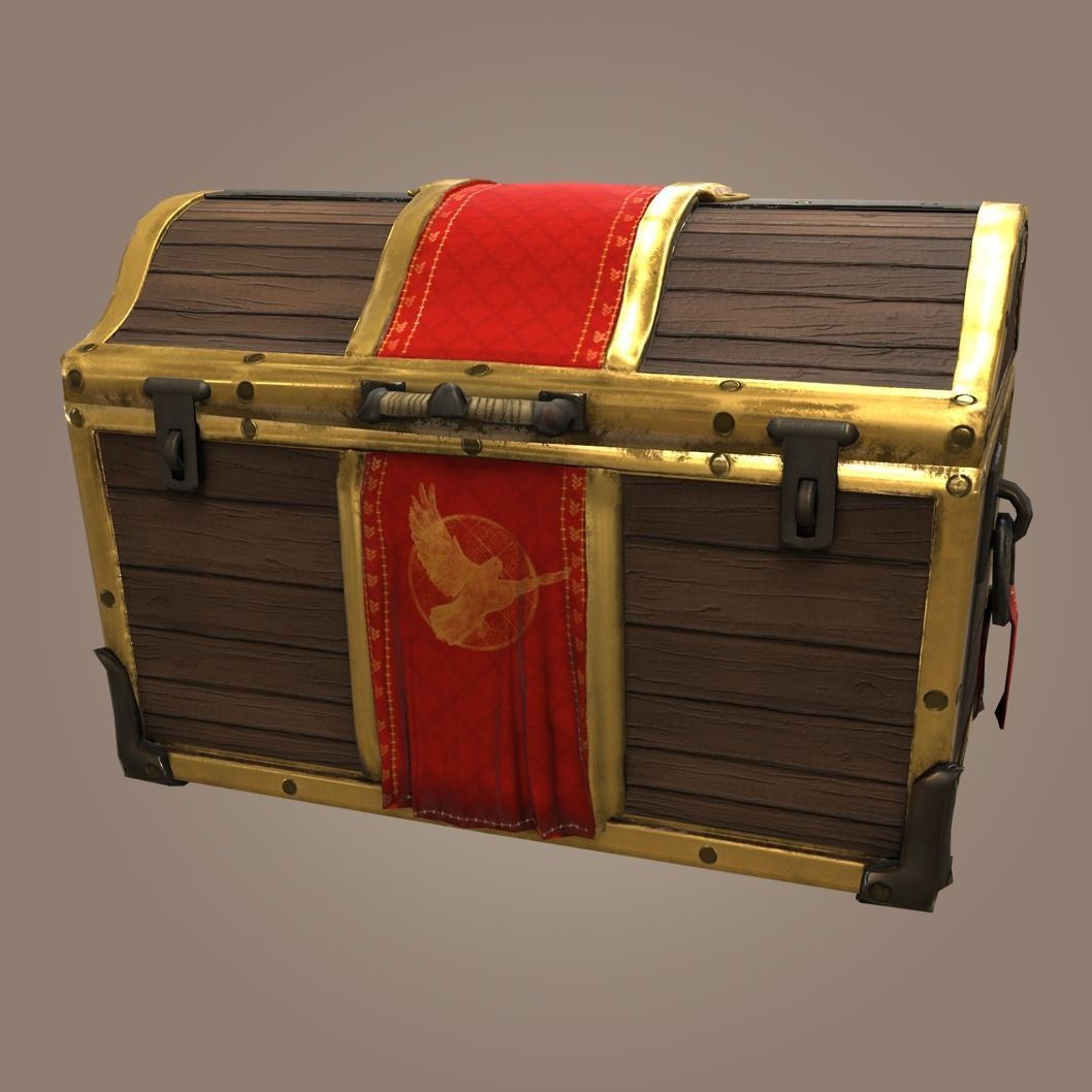 Pirate Treasure Chest Low-poly 3D model_2