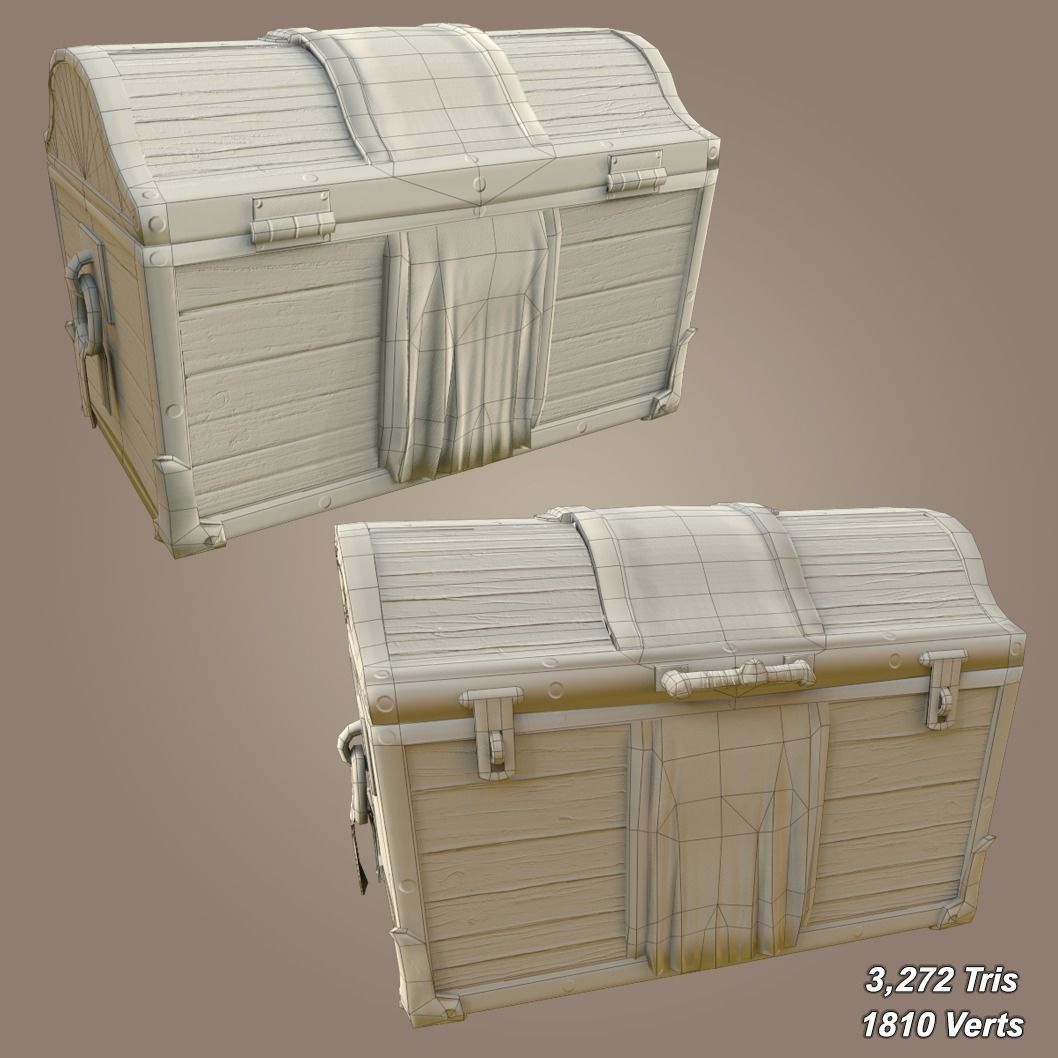 Pirate Treasure Chest Low-poly 3D model_7