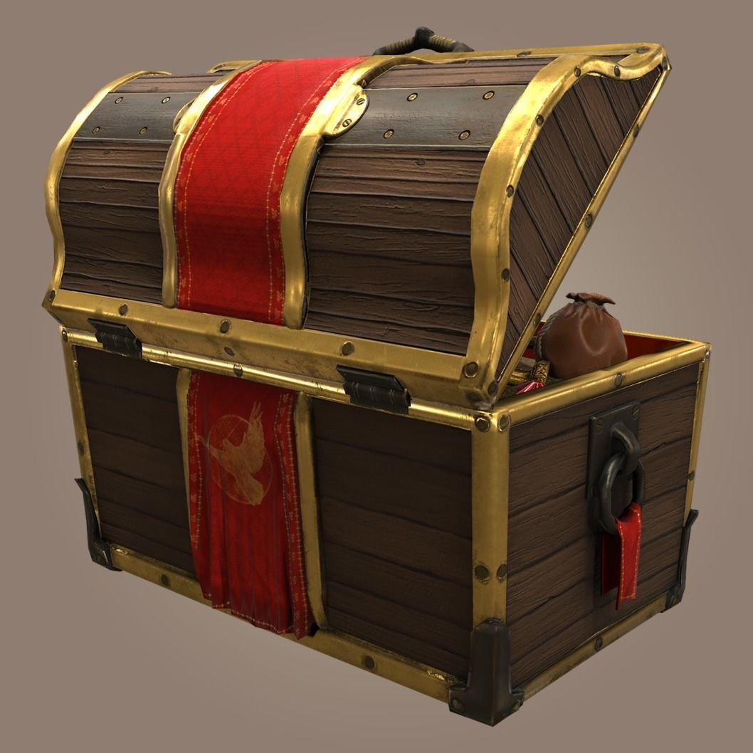 Pirate Treasure Chest Low-poly 3D model_1