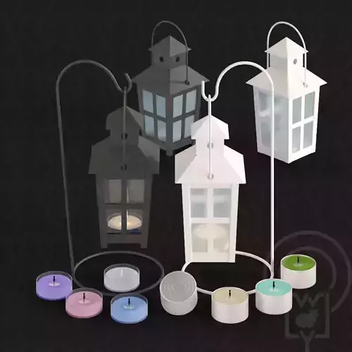 Tealight Lantern Stand Vintage lamp post 3D model