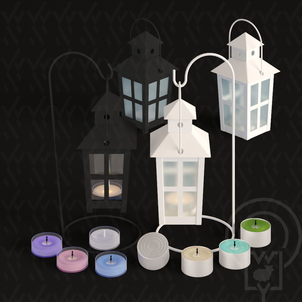 Tealight Lantern Stand Vintage lamp post 3D model_1