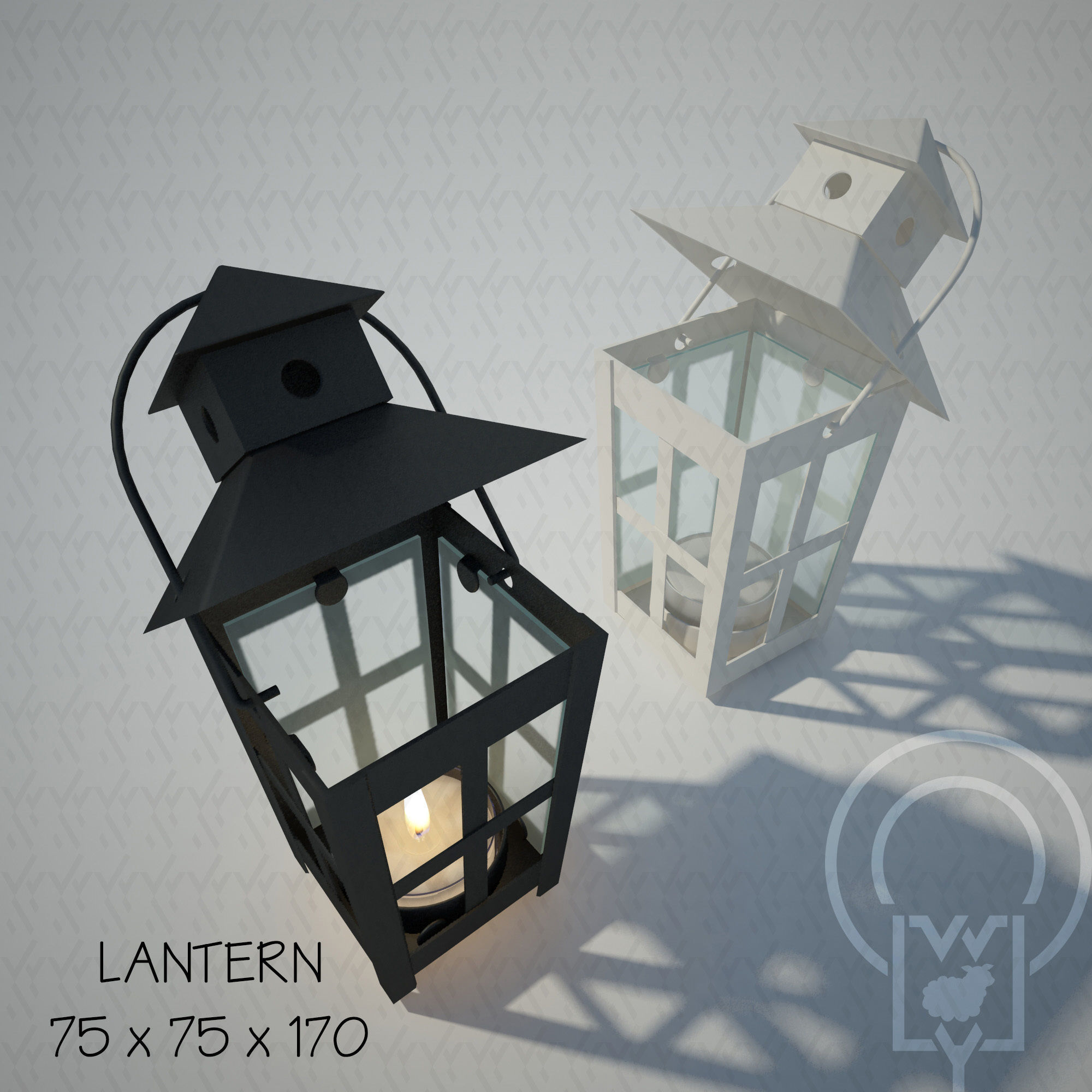 Tealight Lantern Stand Vintage lamp post 3D model_6