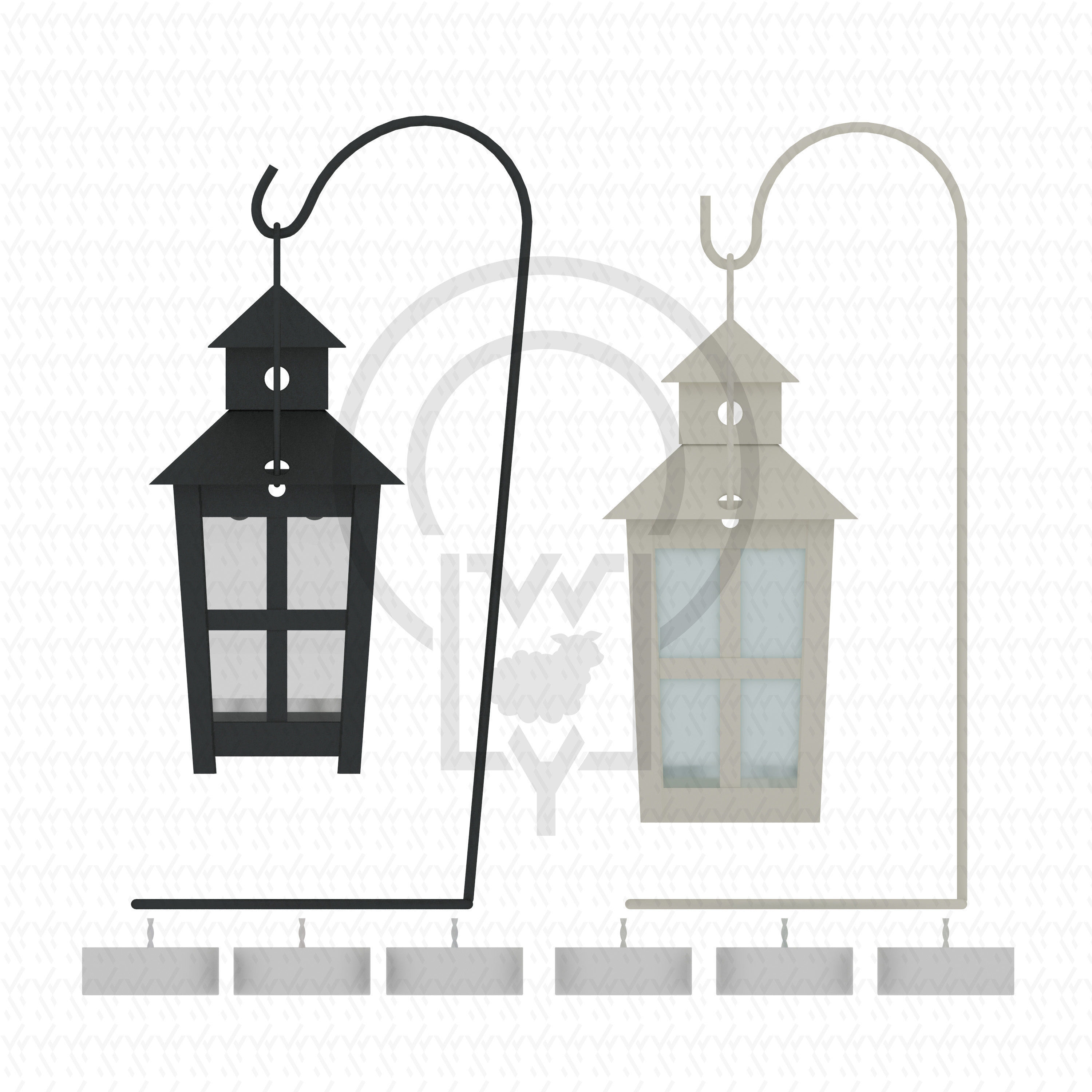 Tealight Lantern Stand Vintage lamp post 3D model_9