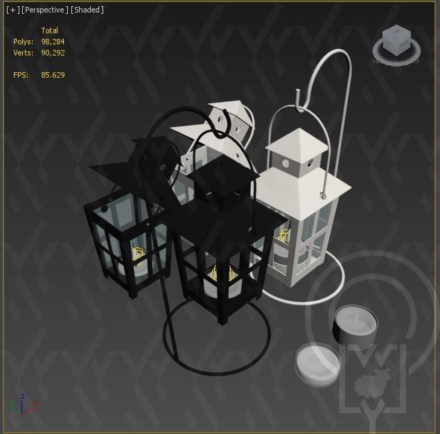 Tealight Lantern Stand Vintage lamp post 3D model_11