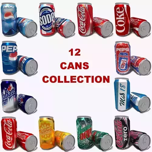 Cans Collection two of coca cola 3D model