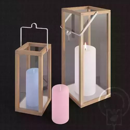Crosby Lantern Glass lantern case candles Low-poly 3D model