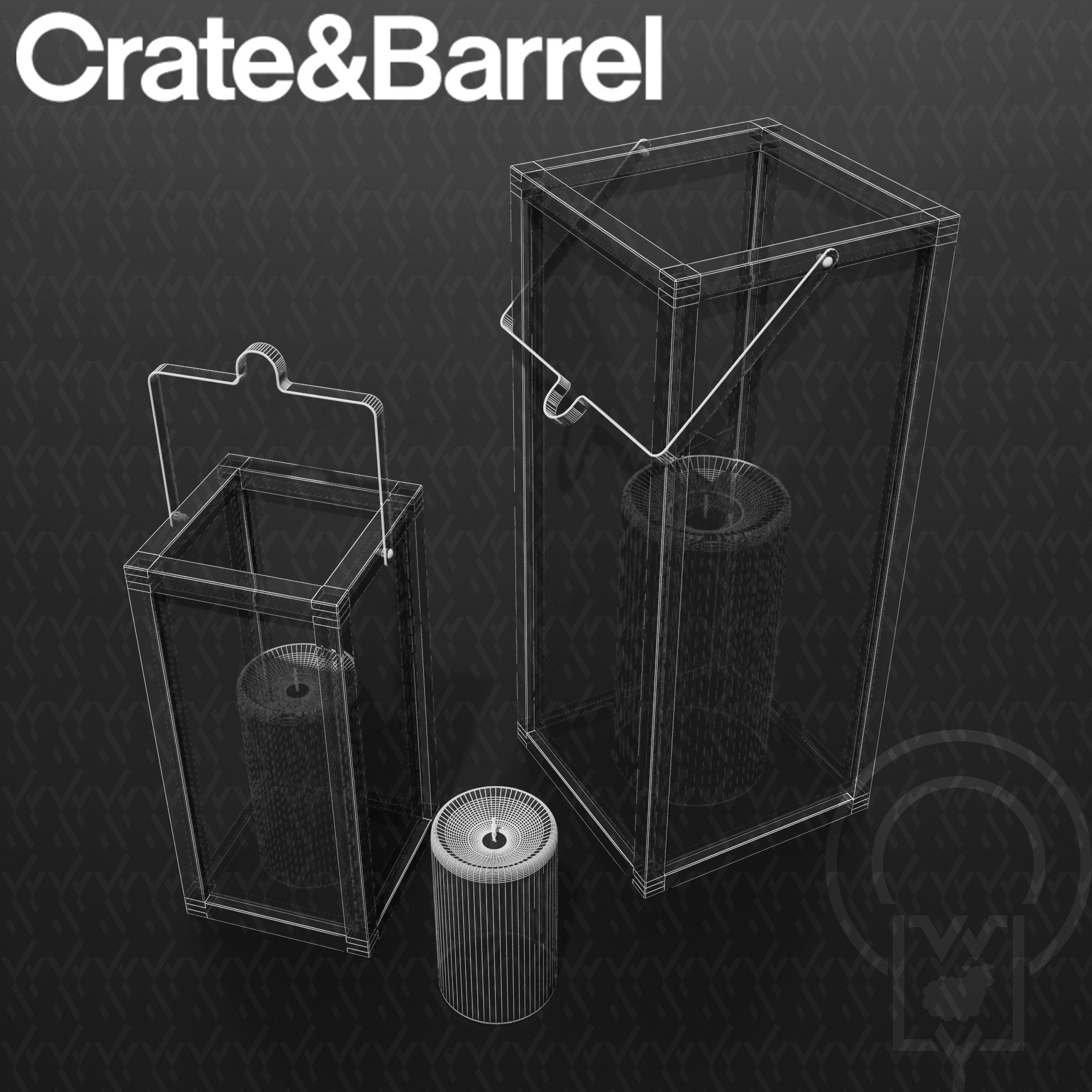 Crosby Lantern Glass lantern case candles Low-poly 3D model_11