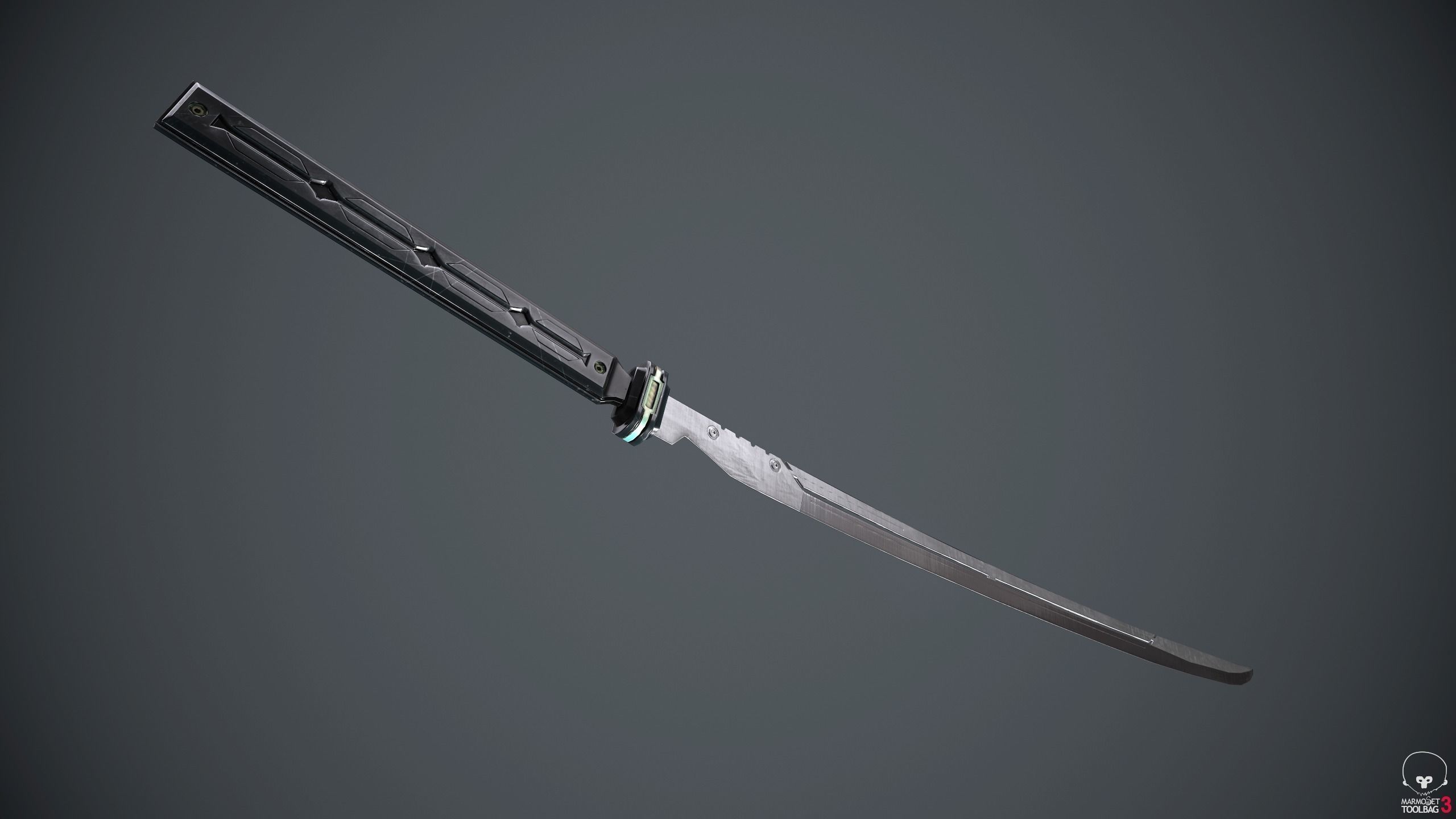 Sci-Fi katana sword PBR Low-poly 3D model_3