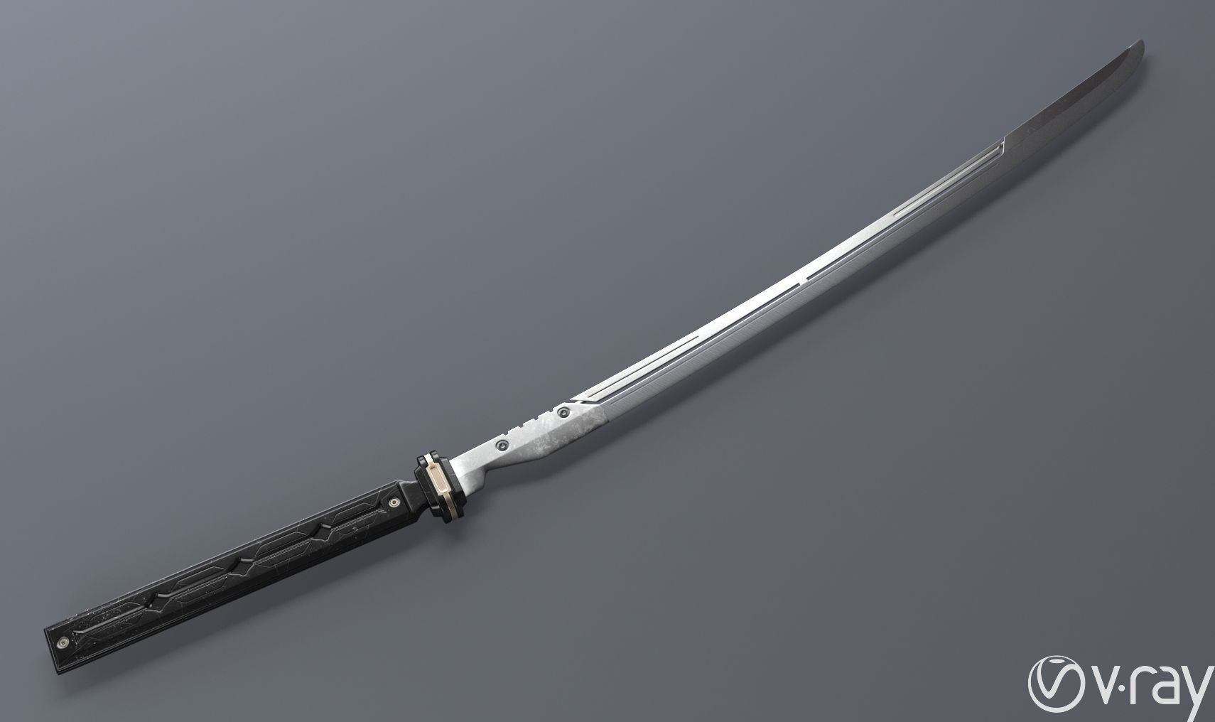 Sci-Fi katana sword PBR Low-poly 3D model_17