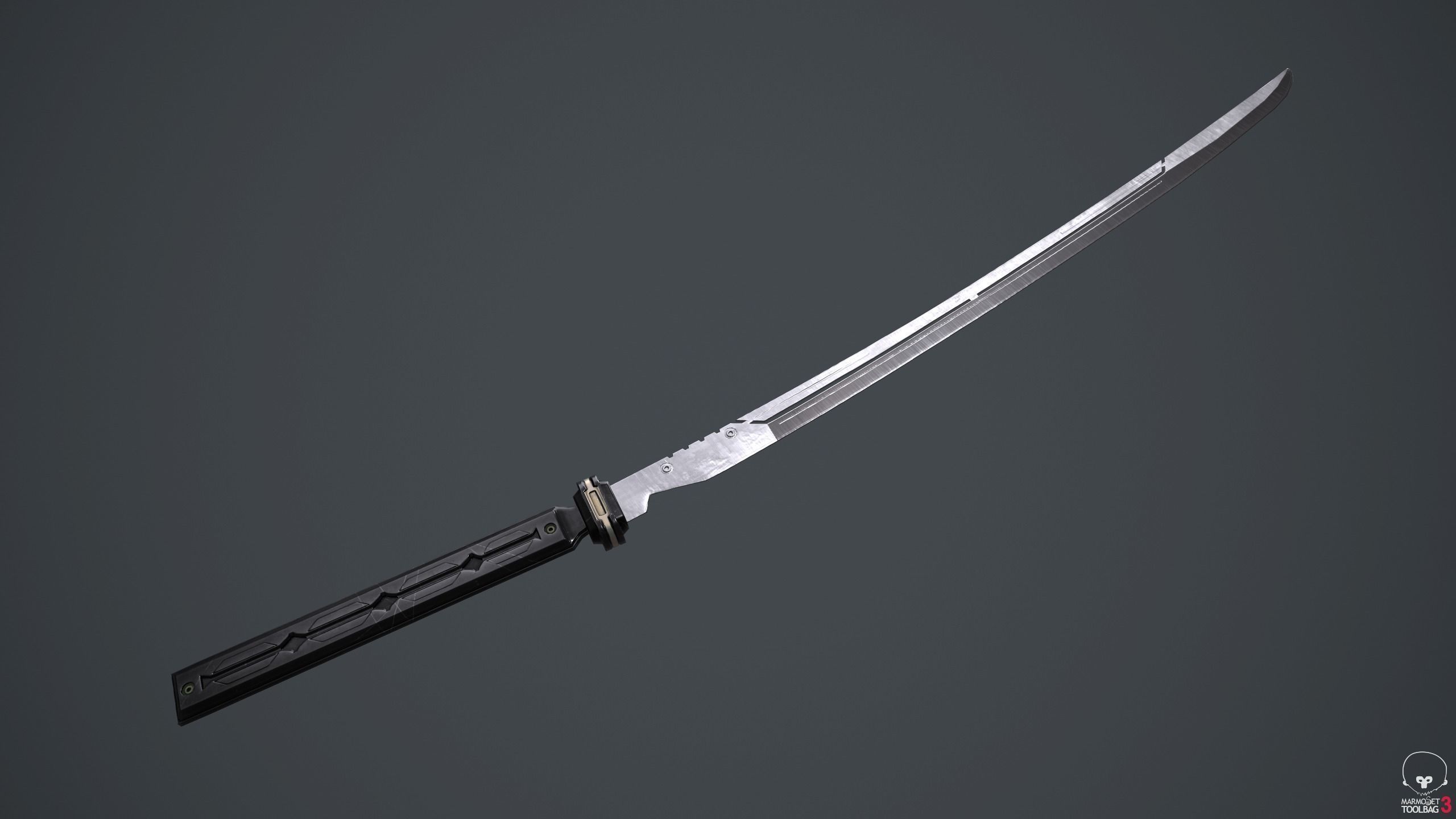 Sci-Fi katana sword PBR Low-poly 3D model_2