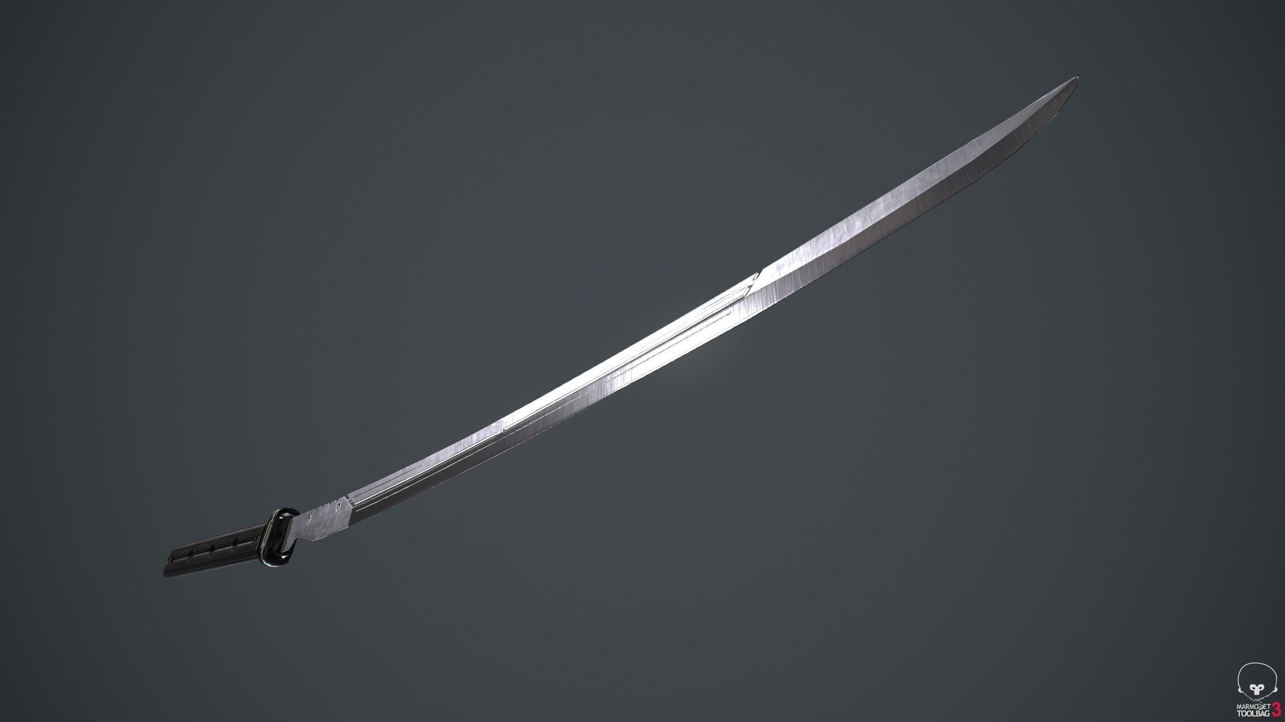 Sci-Fi katana sword PBR Low-poly 3D model_1