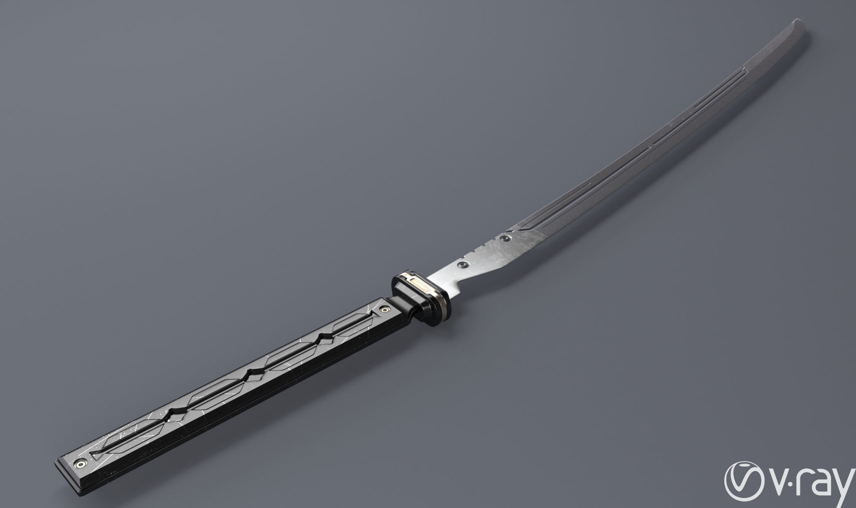 Sci-Fi katana sword PBR Low-poly 3D model_19