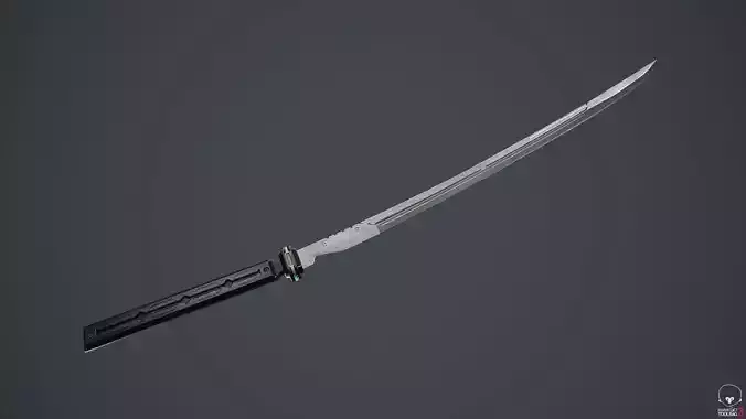 Sci-Fi katana sword PBR Low-poly 3D model
