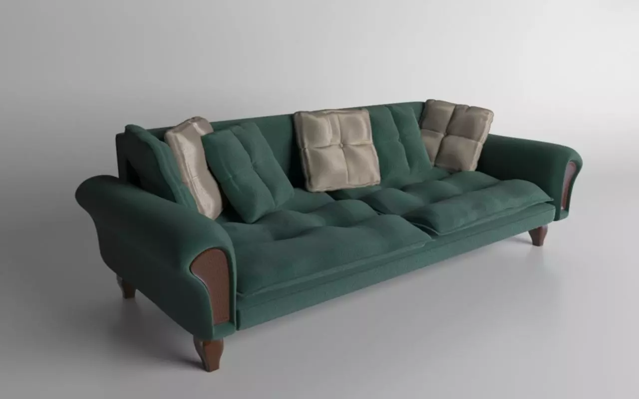 Sofa with pillows Free 3D model_0