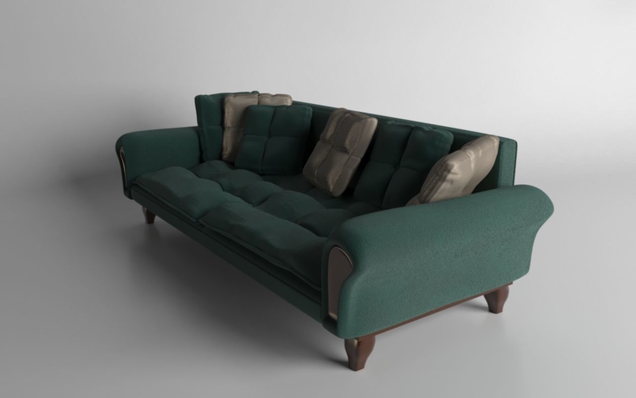 Sofa with pillows Free 3D model_1