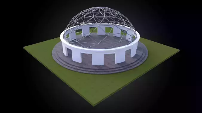 Dome w openings and triangulated wire frame structure 