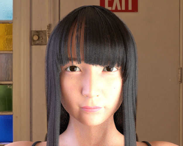 Realistic Japanese Girl 3D model Free low-poly 3D model