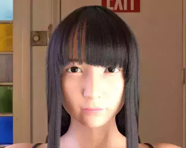 Realistic Japanese Girl 3D model Free low-poly 3D model