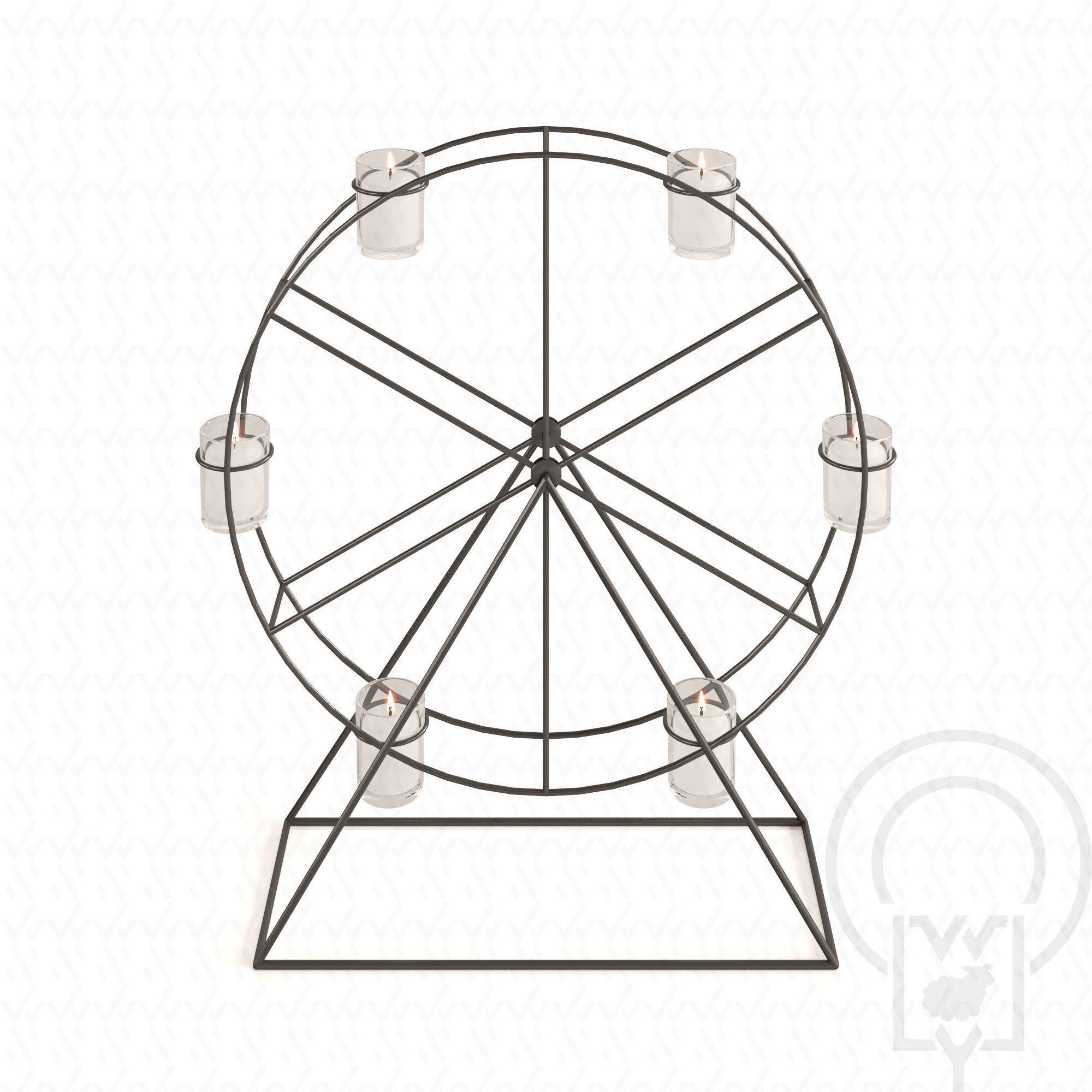 Ferris wheel candelabra candle holder 3D model_1