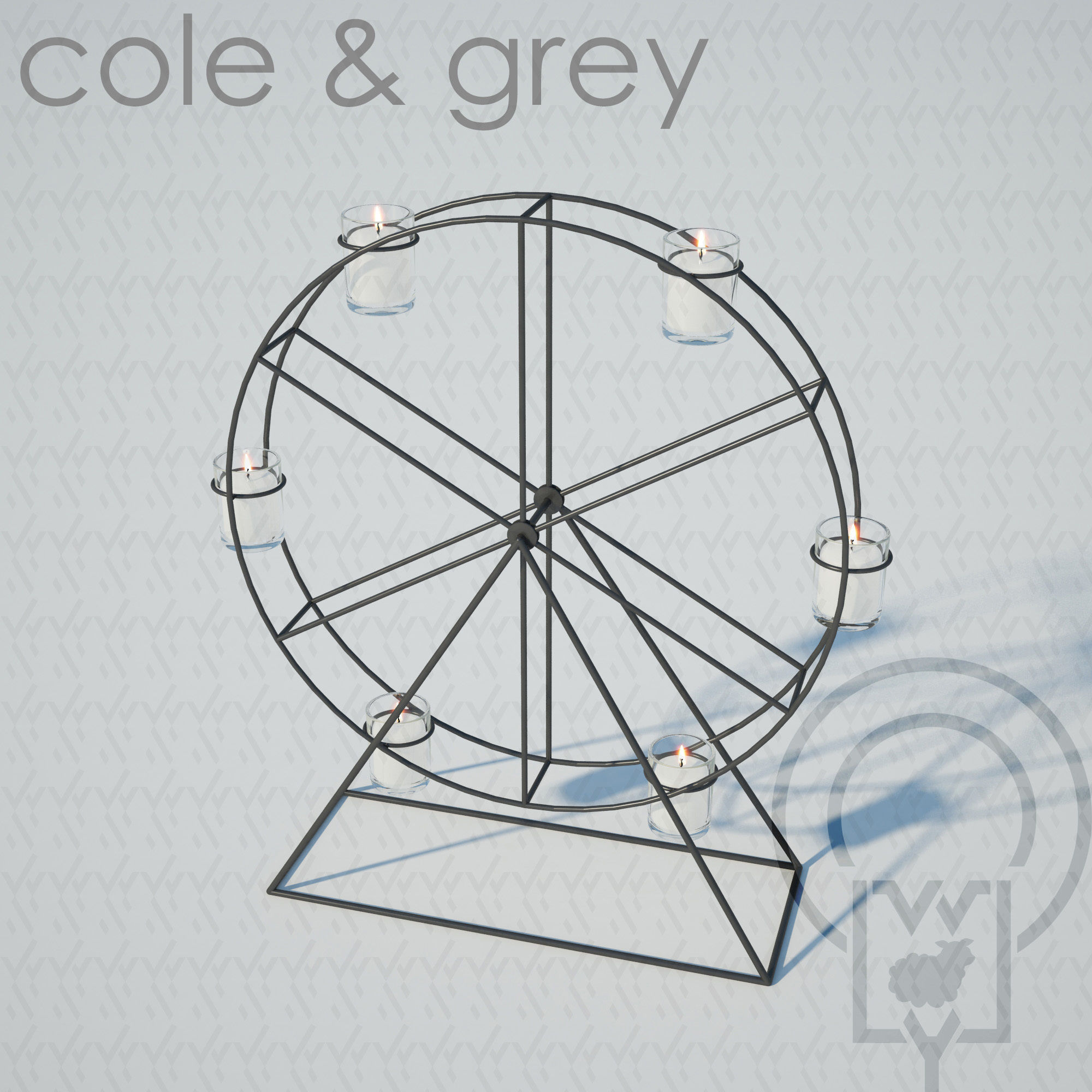 Ferris wheel candelabra candle holder 3D model_3