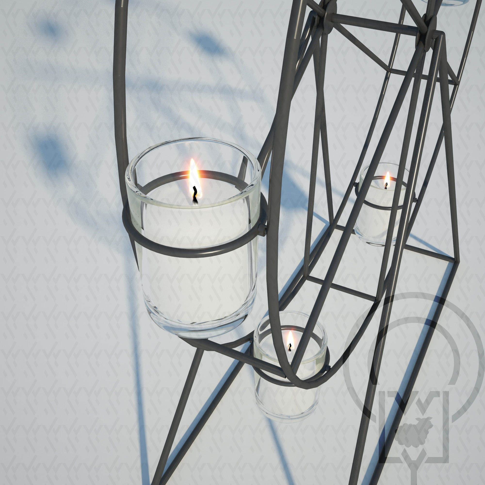 Ferris wheel candelabra candle holder 3D model_4