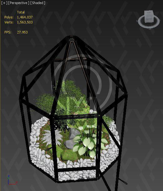 Glass tabletop gazebo Octagon Terrarium 3D model_29