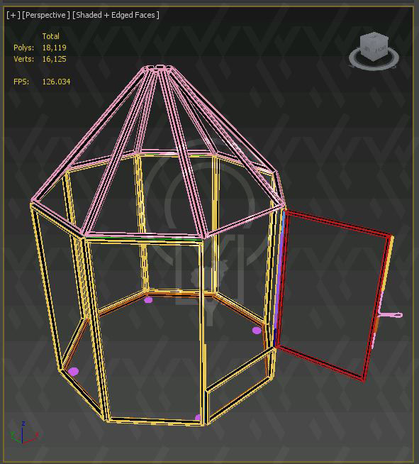 Glass tabletop gazebo Octagon Terrarium 3D model_23
